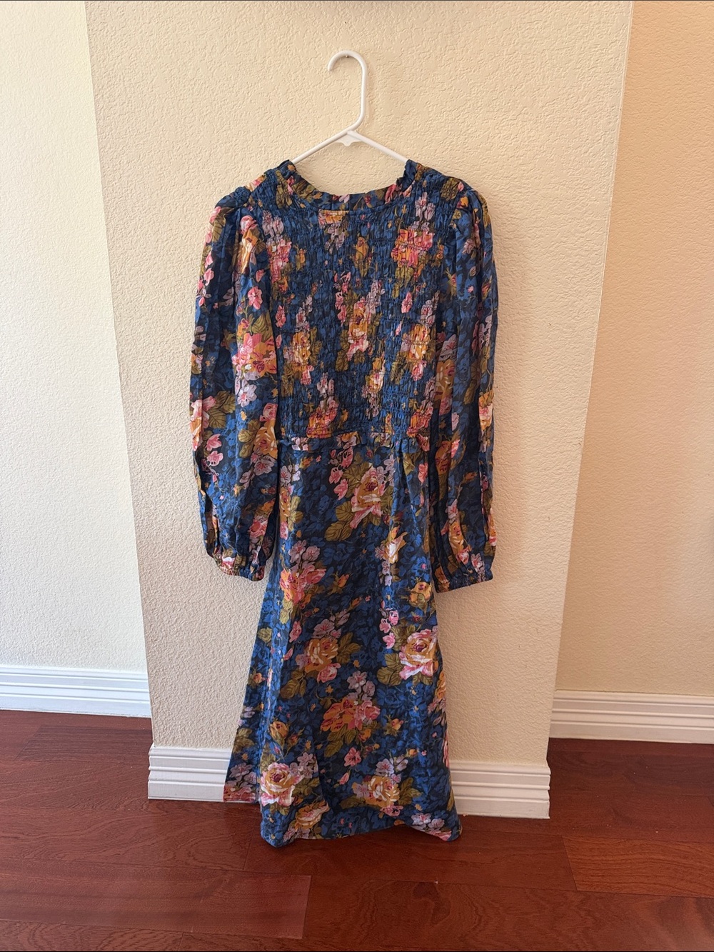 Sea New York Blue Floral Long-Sleeve Midi Dress